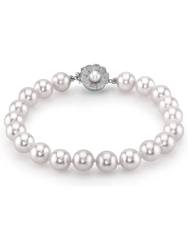 women stackable bracelets -White South Sea Pearl Bracelet, 8.0-9.0mm - AAAA Quality