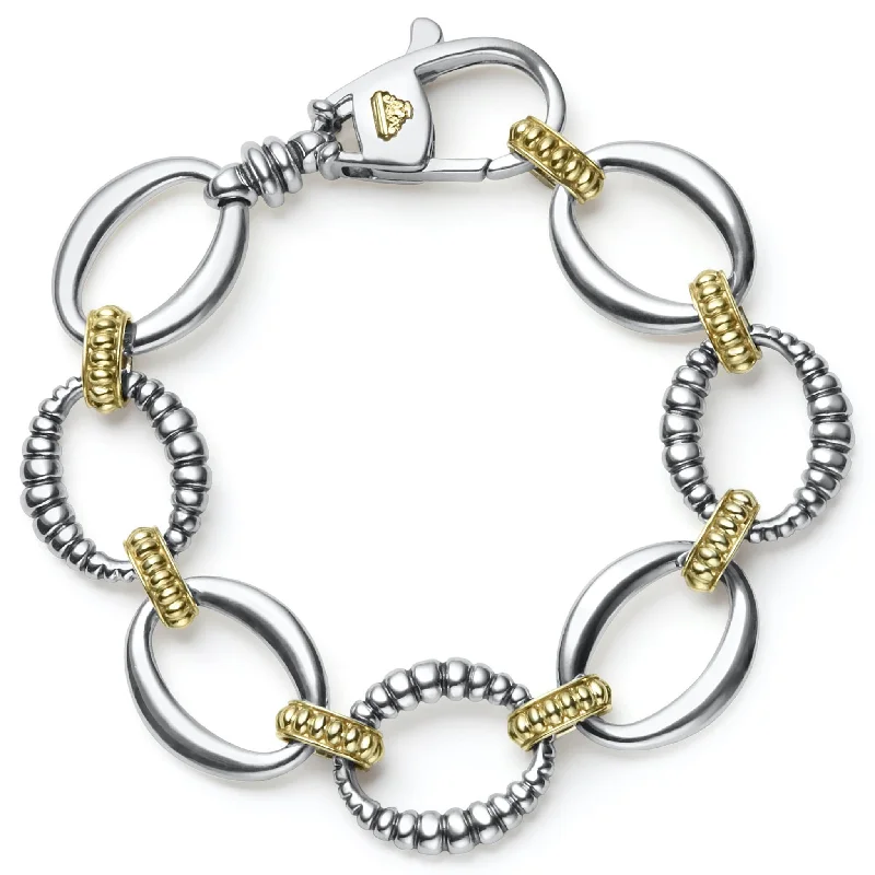 women men’s bracelets -Signature Caviar Two-Tone Link Bracelet