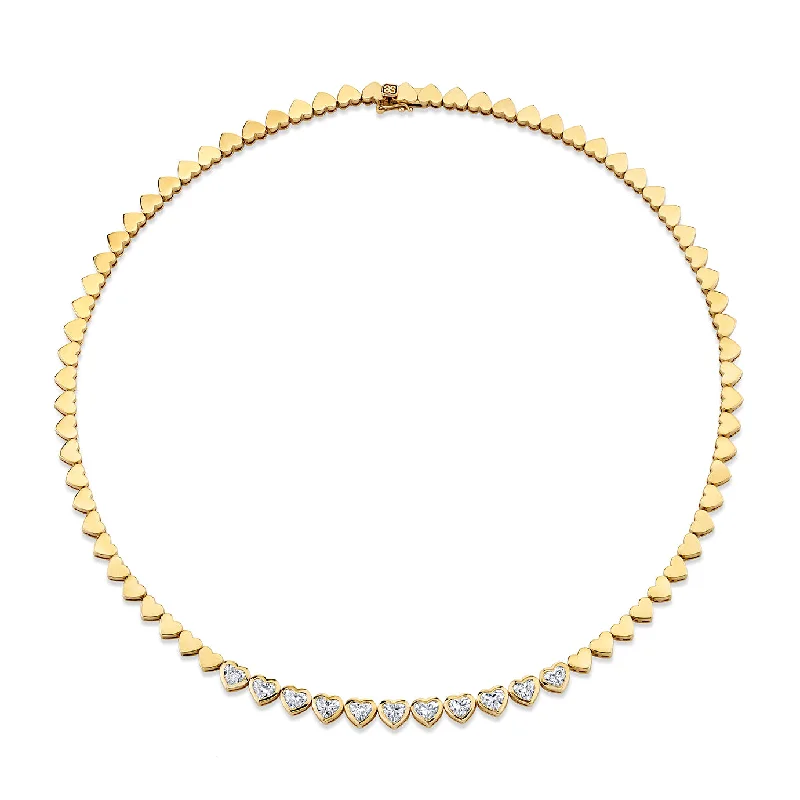 women luxury diamond necklaces -Gold & Heart Diamond Eternity Necklace