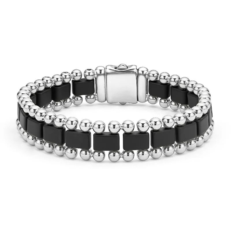 women luxury bangles -Anthem Matte Black Ceramic Link Bracelet