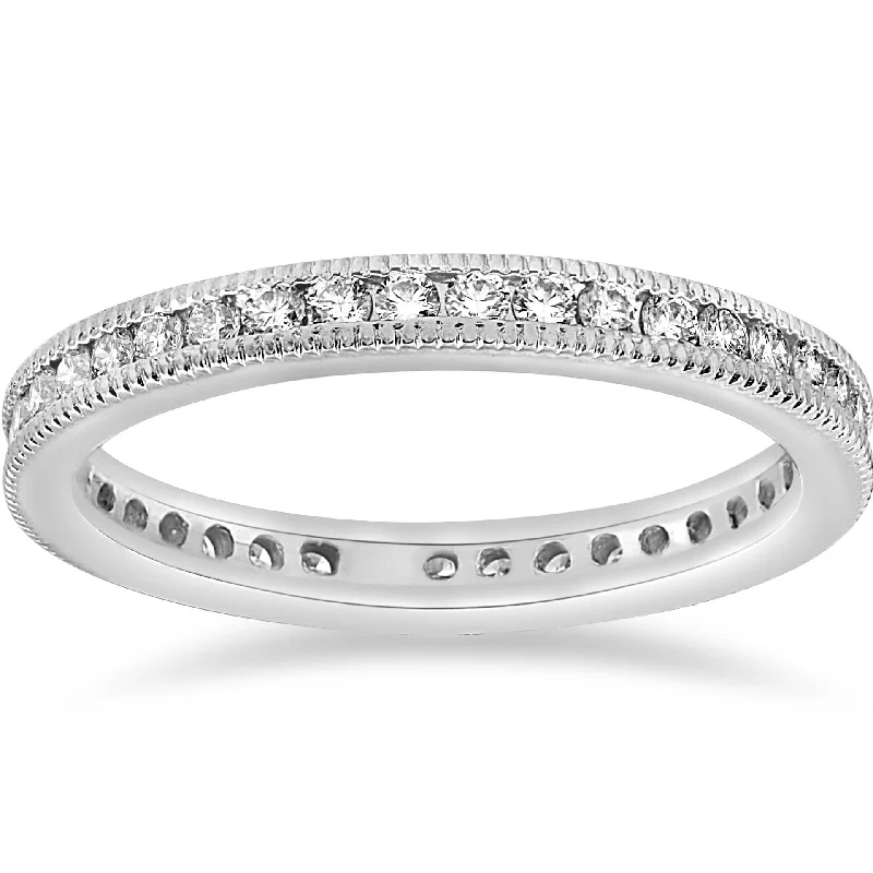 women engagement rings with matching bands -1/2ct Channel Diamond Eternity Wedding White Gold Ring