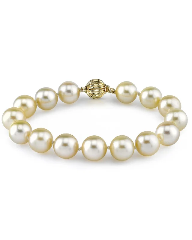 women cuff bracelet sets -Champagne Golden South Sea Pearl Bracelet, 9.0-10.0mm