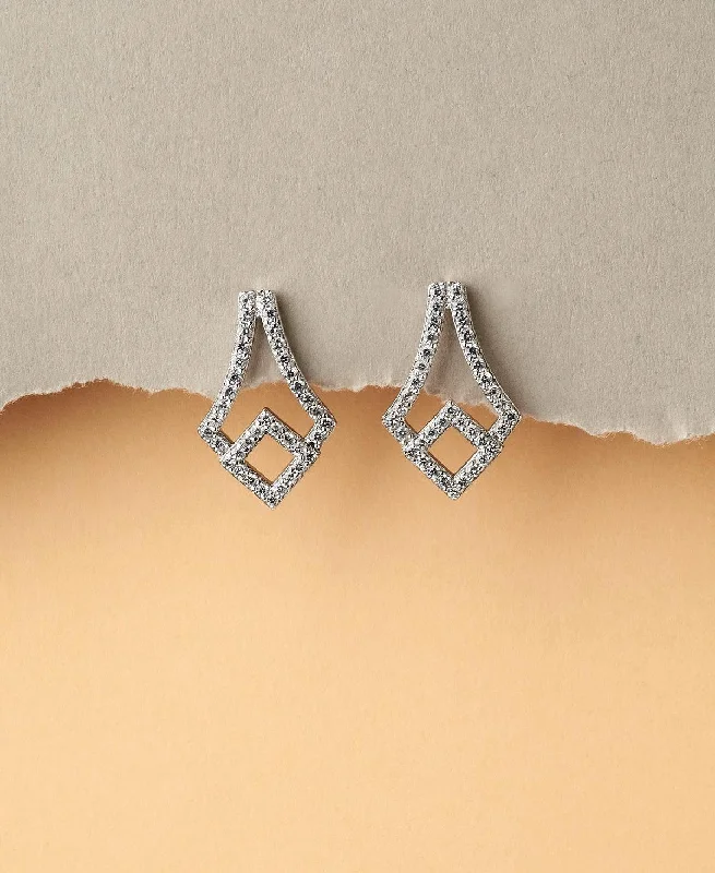 women vintage earrings -Graceful Silver Stud Earring