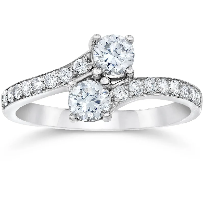 women engagement rings -1 1/2CT Forever Us 2-Stone Two Diamond Ring 14K White Gold