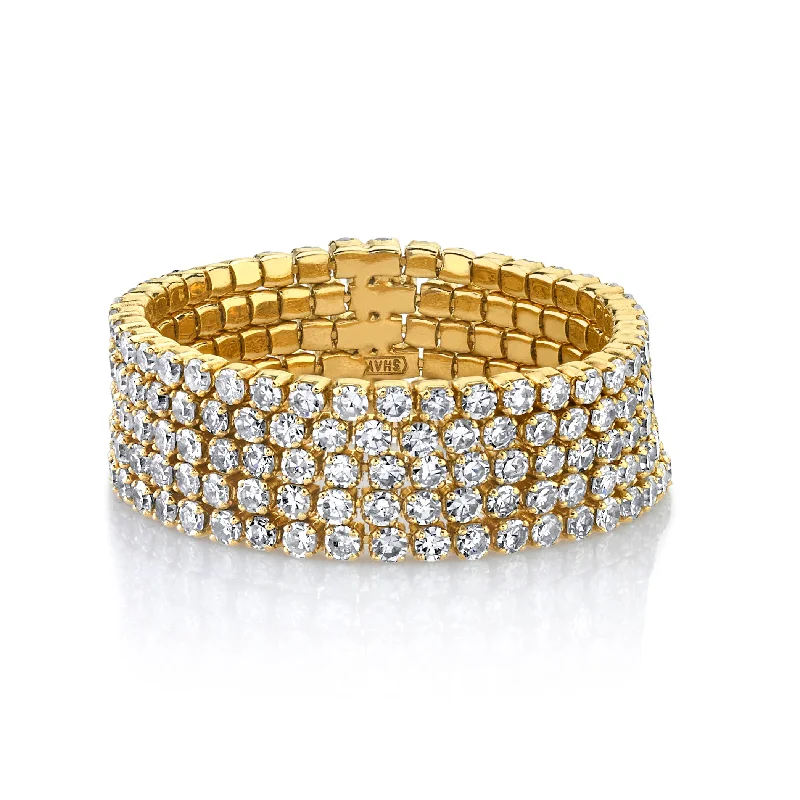 women cocktail rings -DIAMOND 5 THREAD STACK RING