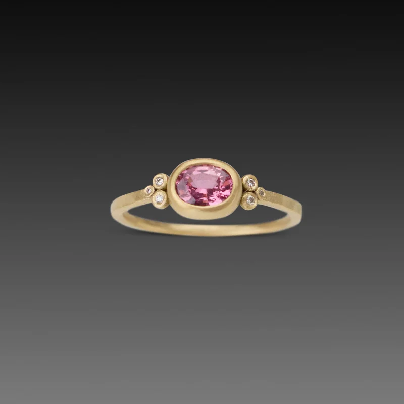 women sapphire rings -Oval Pink Sapphire Ring With Diamonds