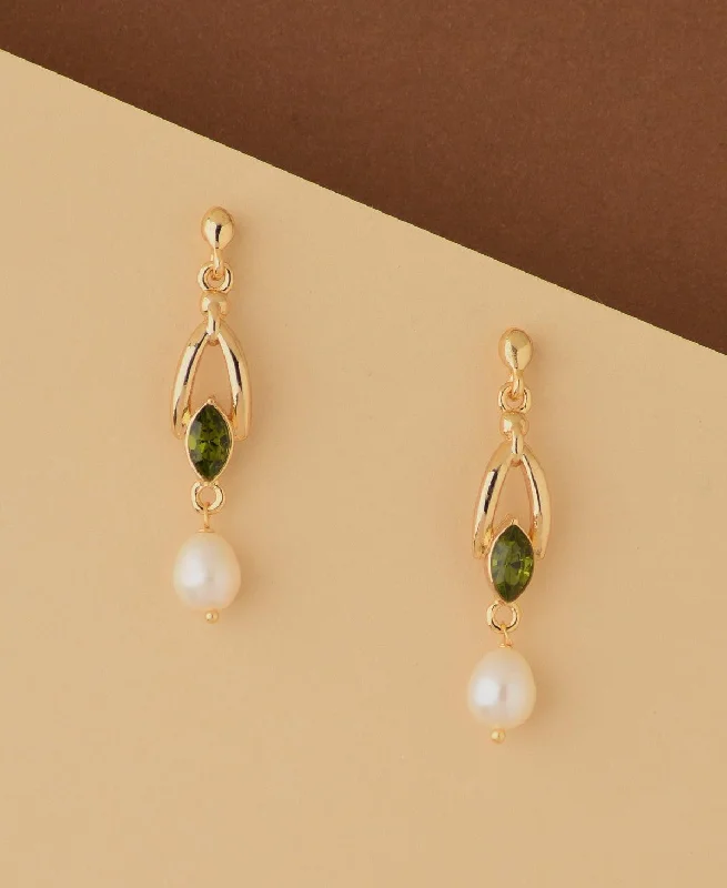 women oversized earrings -Simple Hang Pearl Earring