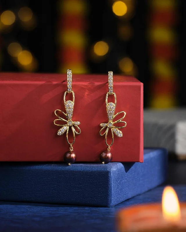 women chain earrings -Prema raga- Love colour Pearl Earrings