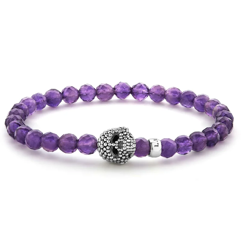 women hammered bangles -Anthem Amethyst Skull Bracelet