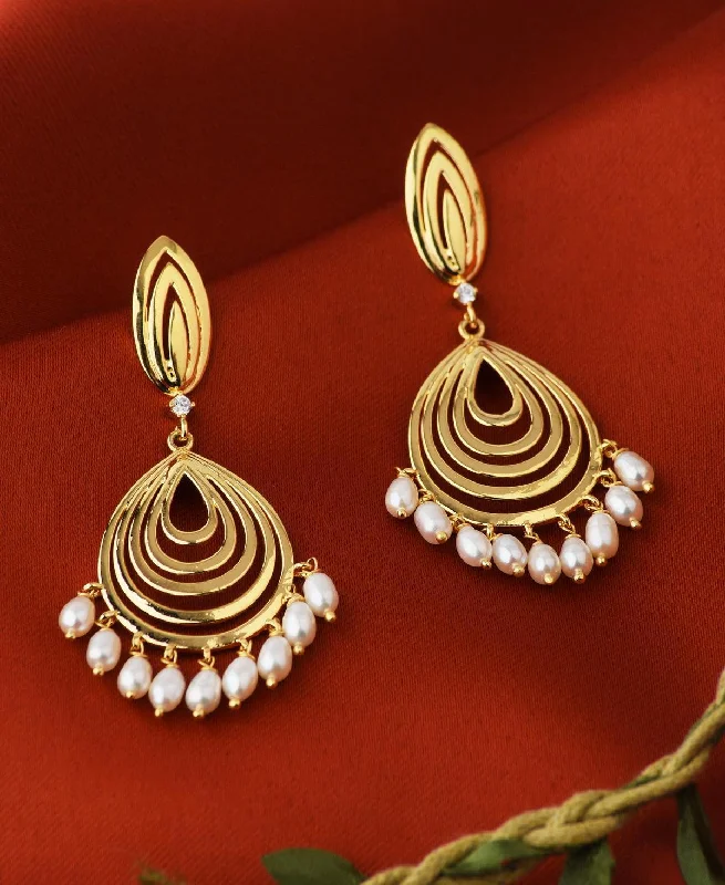 women gemstone earrings -Traditional Pearl Hanging Jhumka