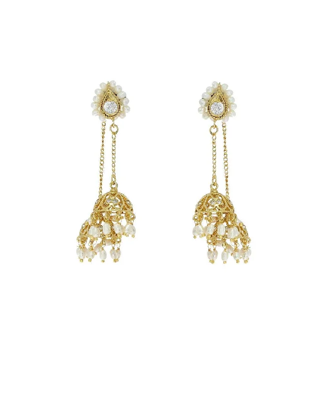 women diamond earrings -Traditional Pearl Hanging Earrings