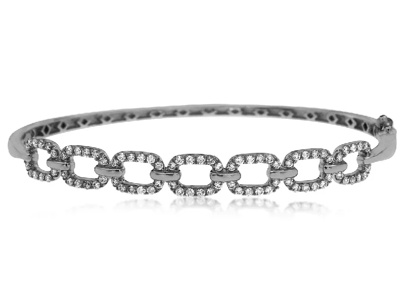 women wide cuff bracelets -Diamond Open Link Design Bangle Bracelet