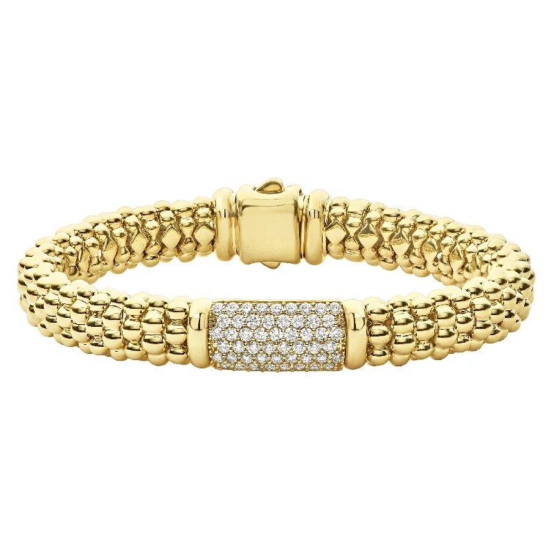 women pearl bangles -Caviar Gold 18K Gold Diamond Bracelet | 9mm