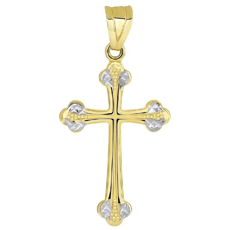 women emerald necklaces -14k Yellow Gold Plain Two Tone Christian Apostolic Cross Pendant