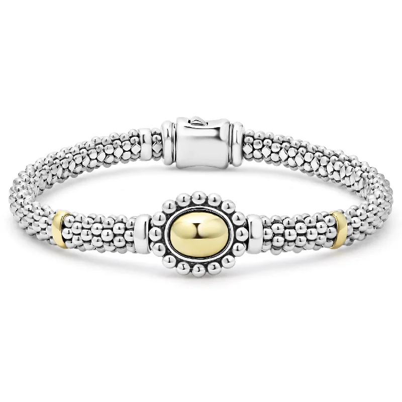 women bangles -High Bar 18K Gold Dome Caviar Bracelet | 6mm