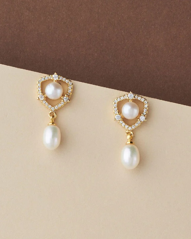 women clip-on earrings -Trendy Pearl hang Earring