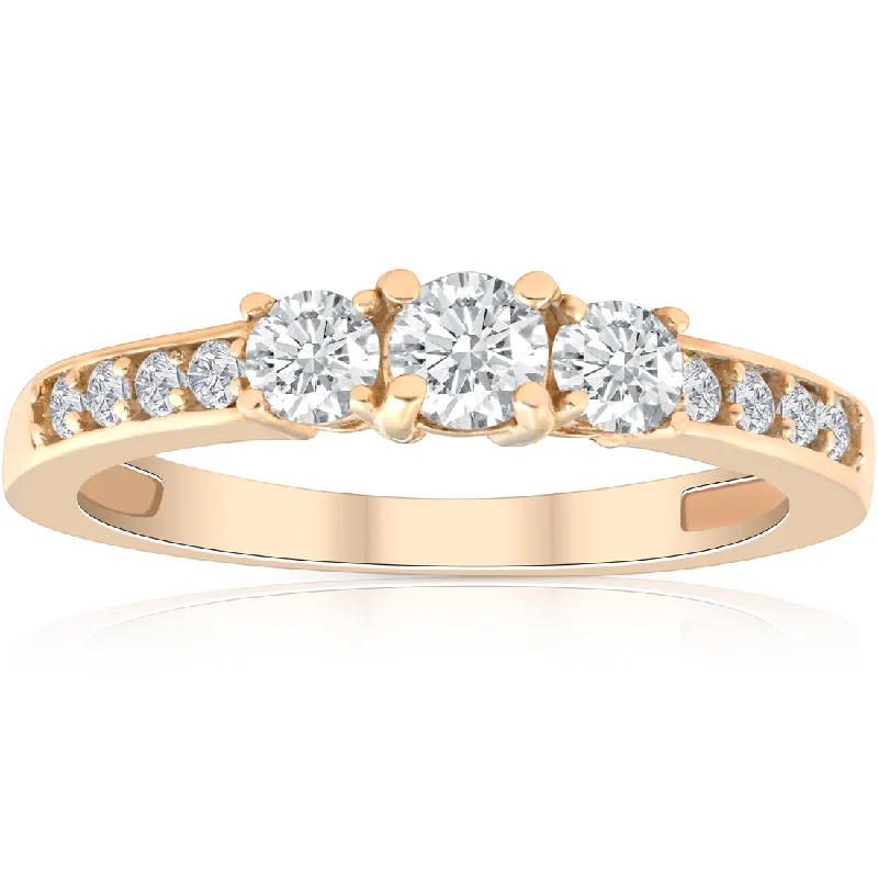 women engagement rings -1/2ct Diamond Three Stone Ring 14K Yellow Gold