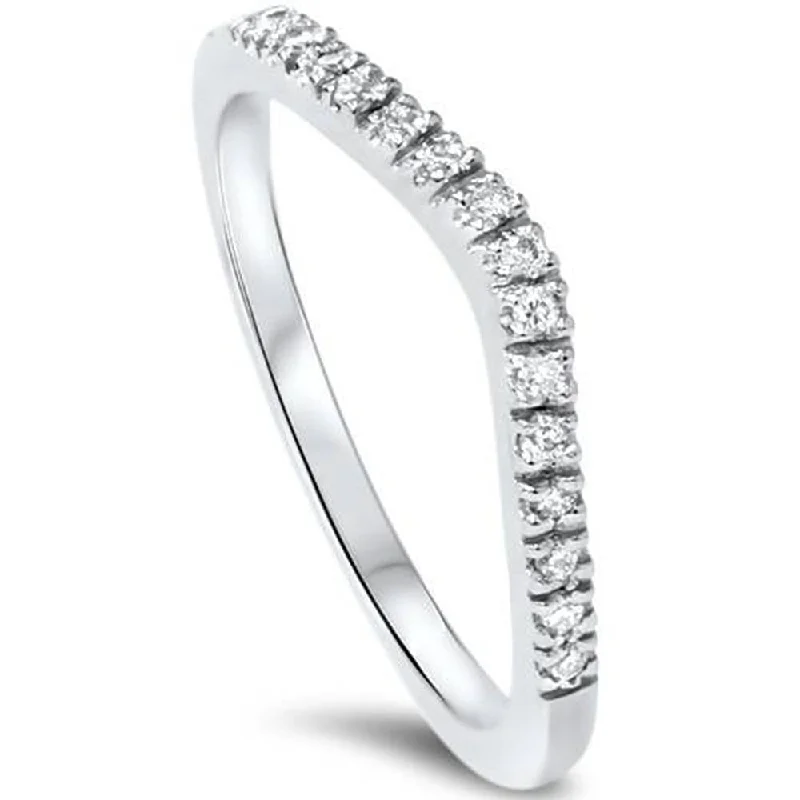 women unique cut engagement rings -1/8ct Curved Diamond Wedding Ring 950 Platinum