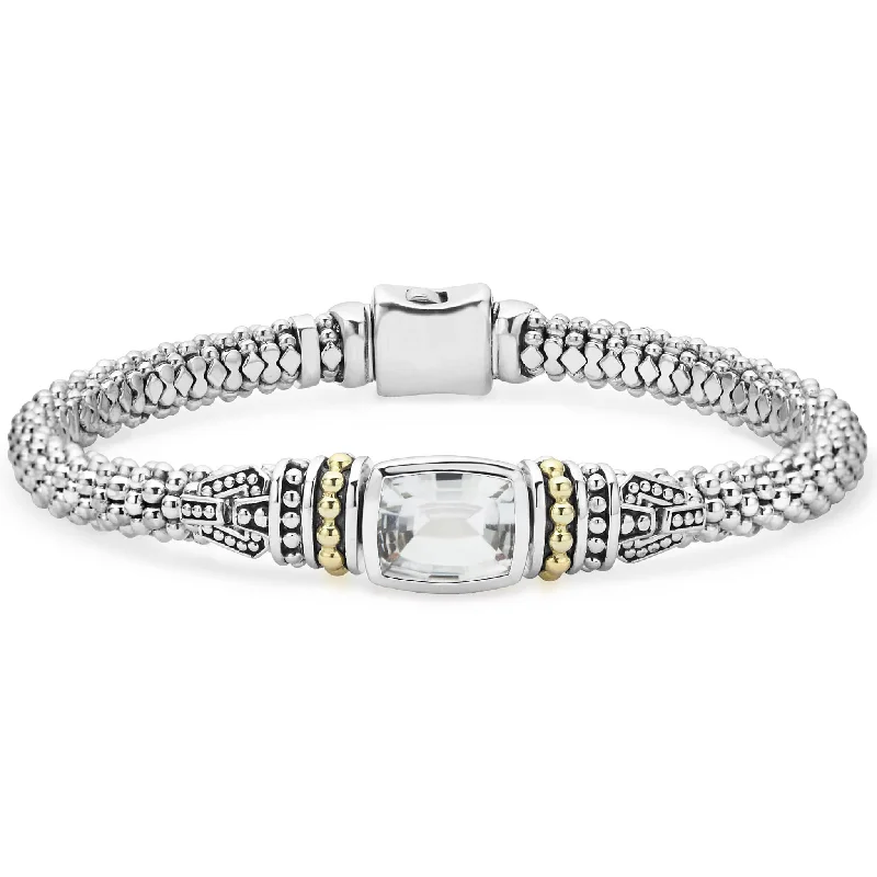 women twisted bracelets -Caviar Color White Topaz Caviar Bracelet | 6mm