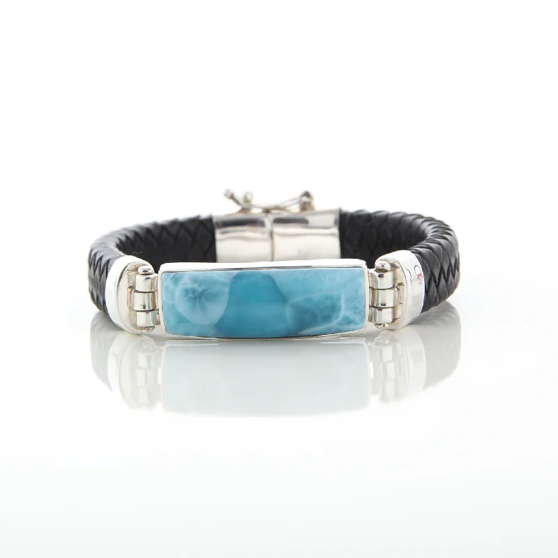 women stack bracelets -Larimar Leather Bracelet Omer