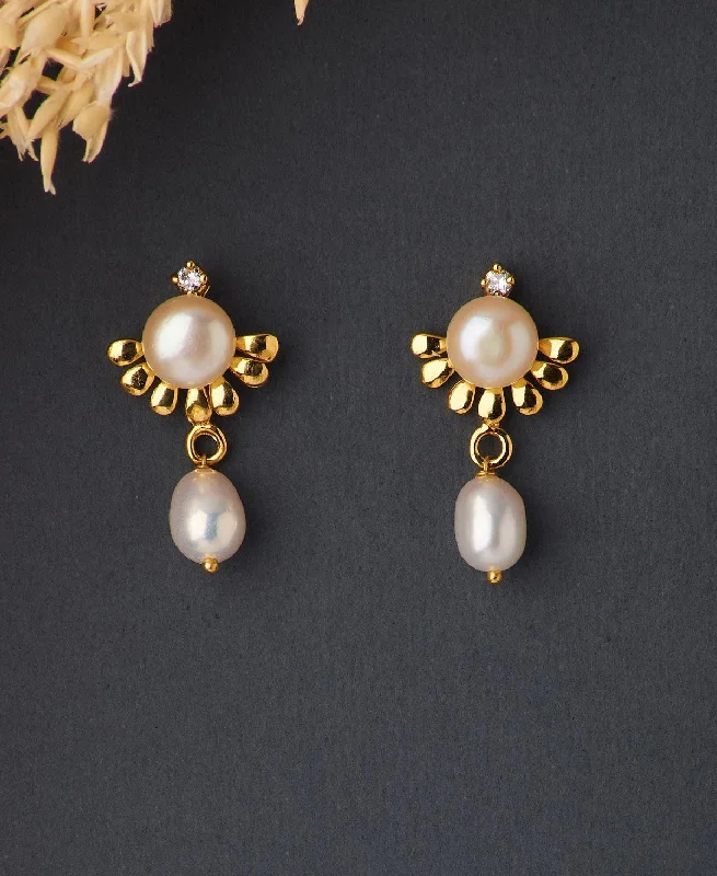 women custom earrings -Trendy Hanging Pearl Earring