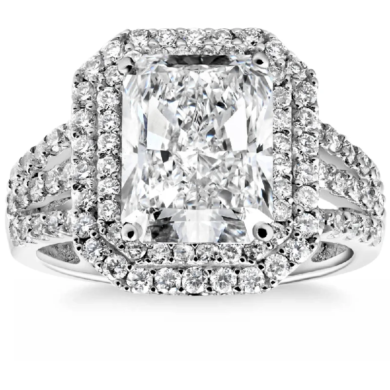 women oval diamond engagement rings -Certified 4 1/2Ct Radiant Cut Diamond Engagement Ring 14k Gold Lab Grown