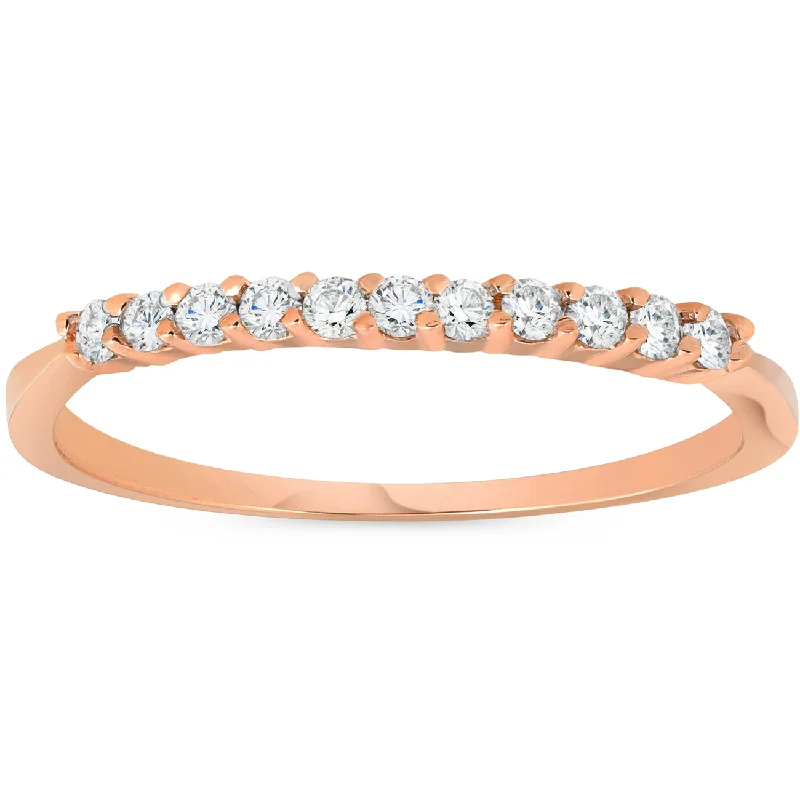 women vintage diamond engagement rings -1/4ct Diamond Ring 14K Rose Gold