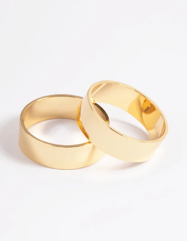 women designer engagement rings -Gold Plated Cigar Band Ring