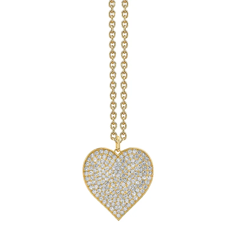 women round pendant necklaces -Gold & Diamond Supersize Heart Necklace