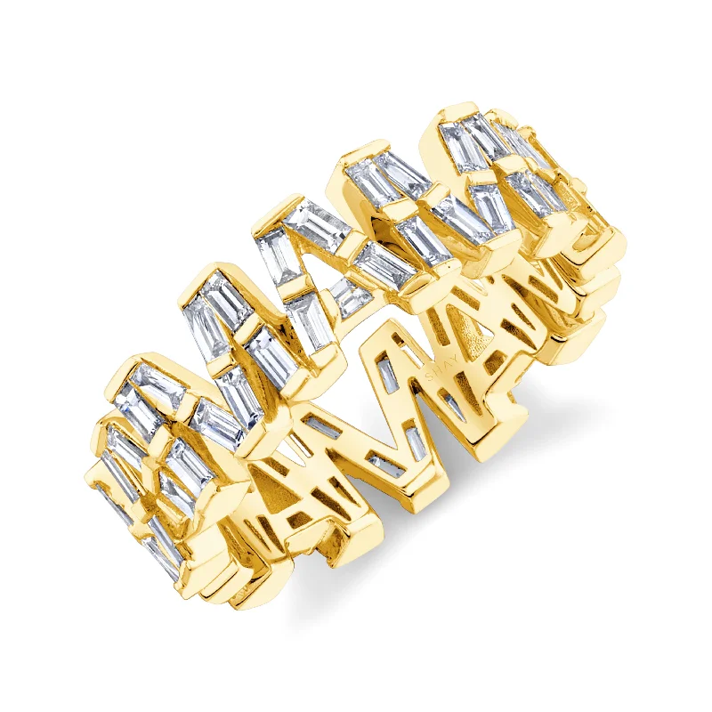 women platinum rings -DIAMOND BAGUETTE MAMA ETERNITY BAND