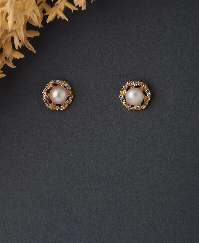 women retro earrings -Sweet & Simple Pearl Stud Earring