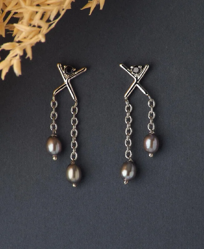 women hoop dangle earrings -Pretty Black Hanging Earring