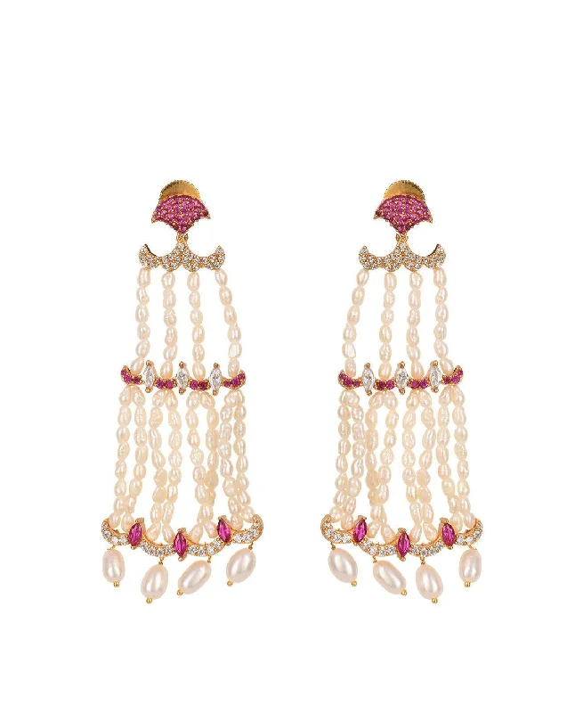 women chandelier earrings -Traditional Pearl Hanging Earrings