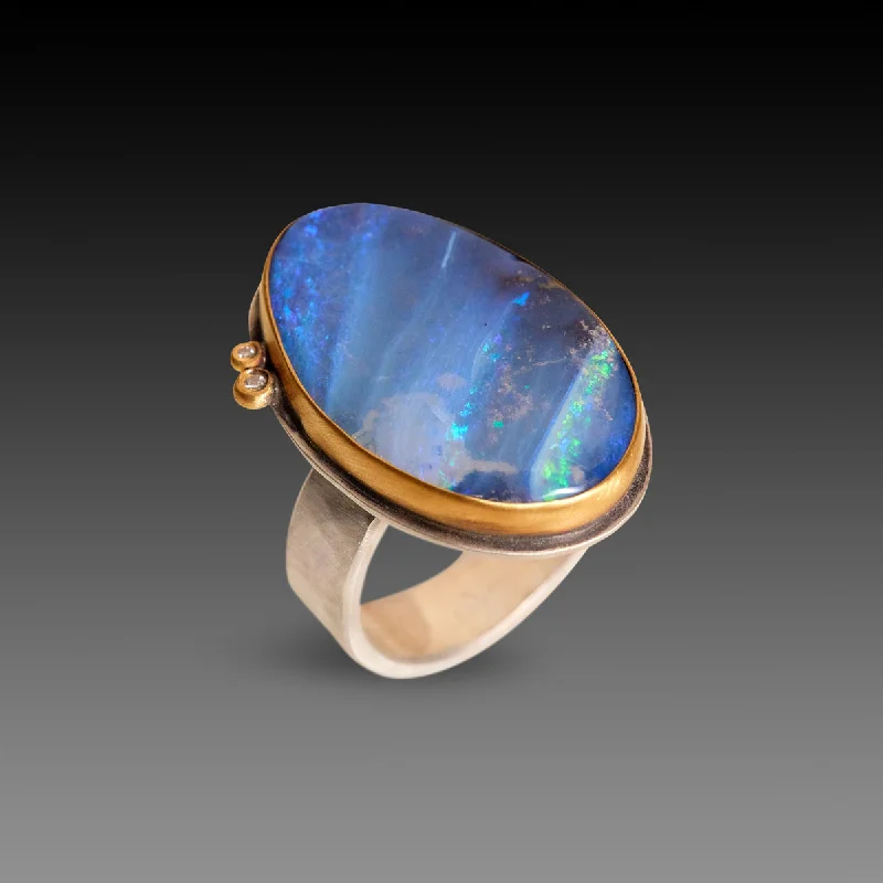 women eternity engagement rings -Boulder Opal Ring