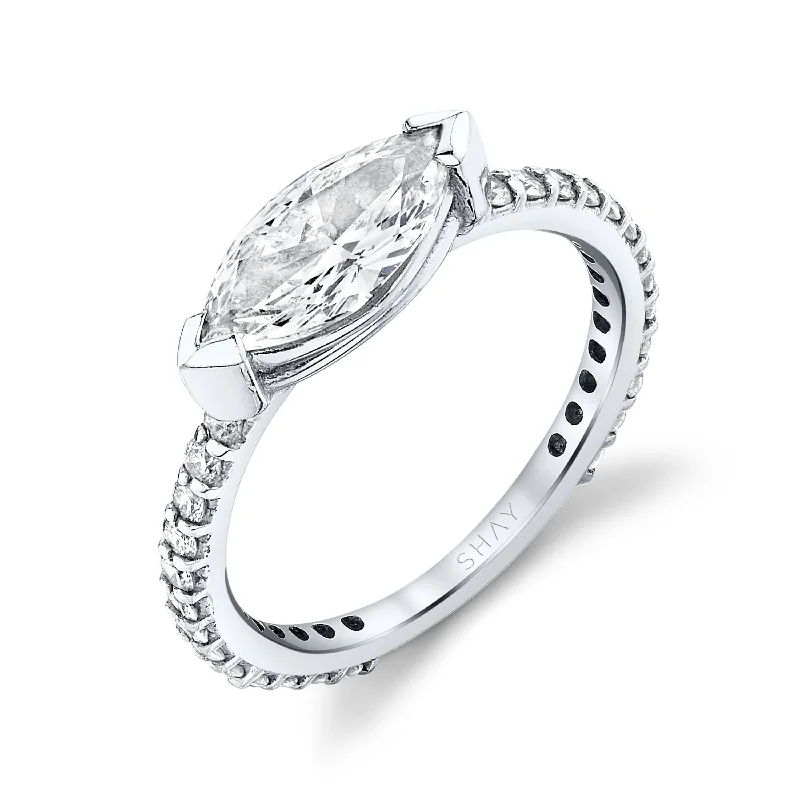 women modern wedding rings -DIAMOND SOLITAIRE MARQUISE PINKY RING