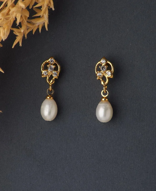 women sparkly earrings -Trendy Hanging Pearl Earring