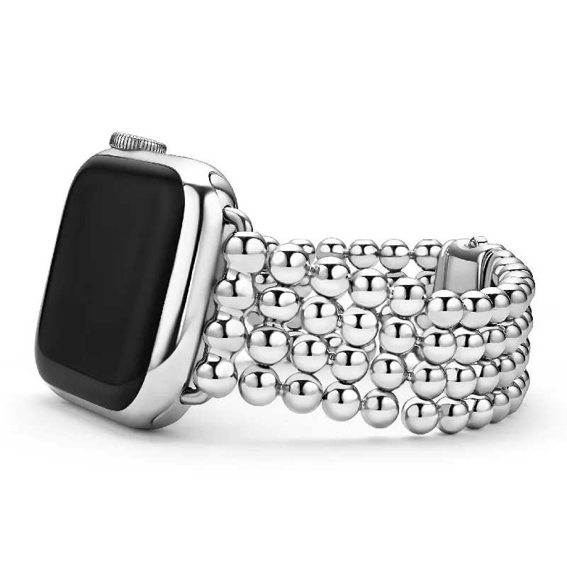 women bangles -Smart Caviar Stainless Steel Infinite Caviar Beaded Watch Bracelet - 38-45mm