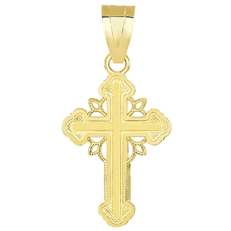 women layered necklaces -14k Yellow Gold Dainty Greek Orthodox Cross Charm Pendant