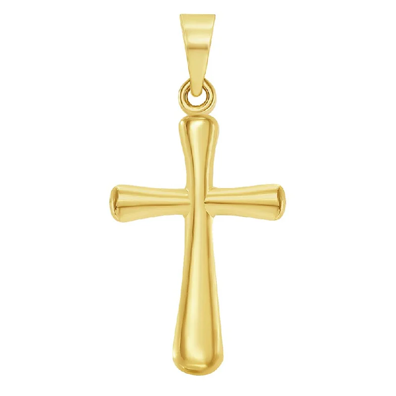 women trendy gold necklaces -14k Yellow Gold High Polished Religious Plain Simple Cross Charm Pendant (22.5 mm x 11.5 mm)