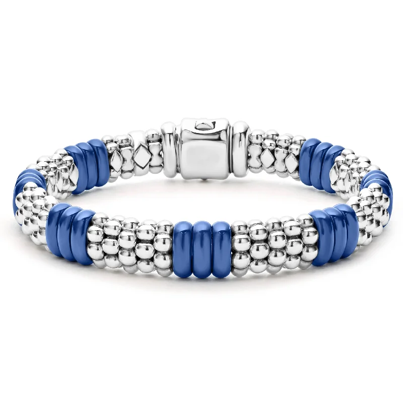 women adjustable bangle sets -Blue Caviar Ultramarine Ceramic Caviar Beaded Bracelet | 9mm