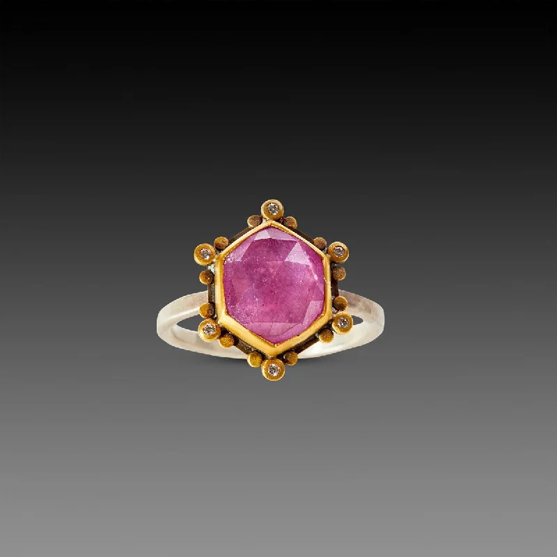 women romantic rings -Pink Sapphire Star Ring