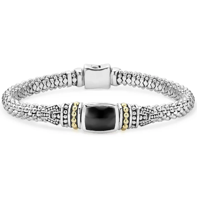 women gold bangles -Caviar Color Onyx Caviar Bracelet | 6mm