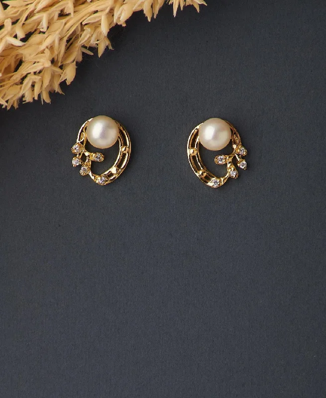 women gemstone hoop earrings -Pretty Real Pearl Stud Earring