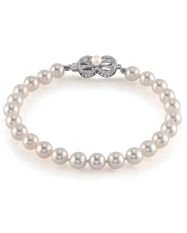 women multi-strand bracelets -Hanadama Japanese White Akoya Pearl Bracelet, 6.0-6.5mm