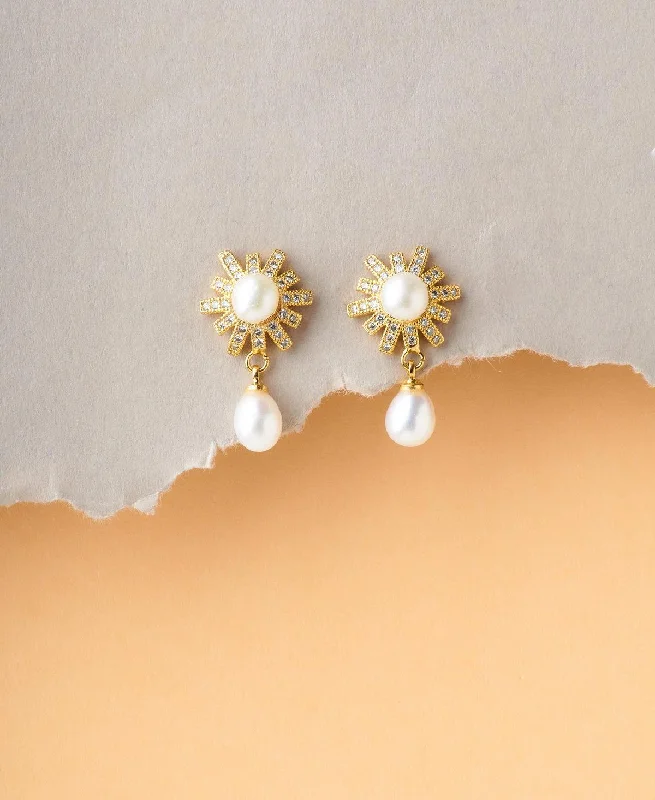 women fancy earrings -Pretty Pearl Hanging Earring