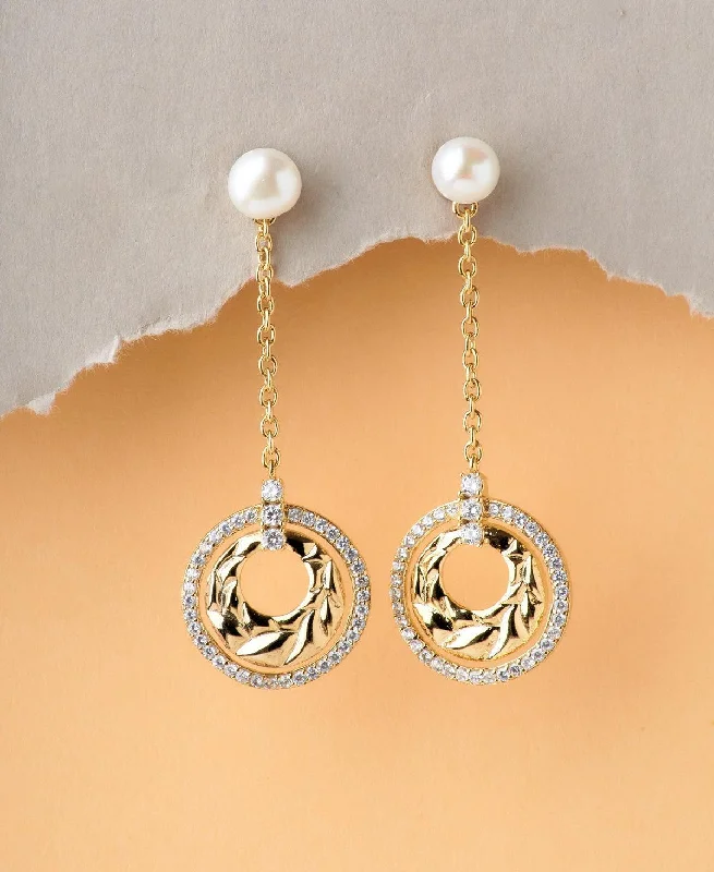 women oval earrings -Trendy Stone Studded Pearl Earring