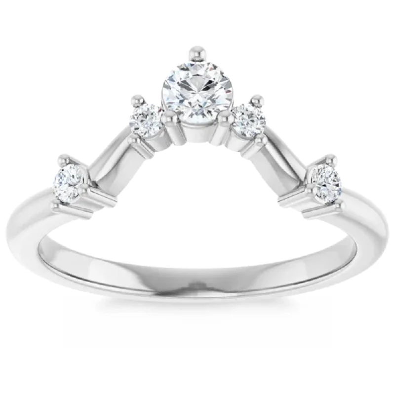 women three-stone engagement rings -1/2Ct Diamond V Shape Contour Wedding Guard Ring Lab Grown 14k Gold