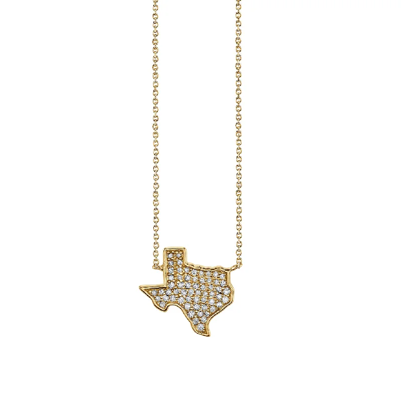 women butterfly necklaces -Gold & Diamond Texas State Outline Necklace