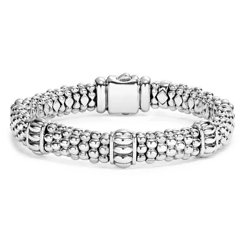 women stack bracelets -Signature Caviar Fluted Beaded Bracelet | 9mm