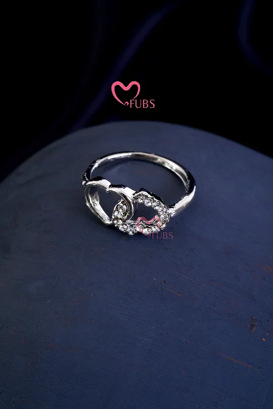 women unique wedding bands -Embrace Sparkle Silver Heart Ring